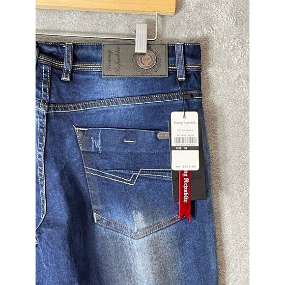 Young Republic Jeans Size 34x33 Moto Style Urban Streetwear Skater NWT - Picture 6 of 8